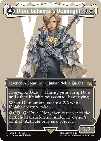 Dion, Bahamut's Dominant // Bahamut, Warden of Light (Borderless) (Surge Foil) [FINAL FANTASY]