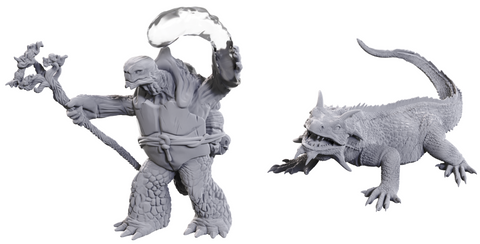 D&D UNPAINTED MINIS WV24 TORTLE DRUID & WILD SHAPE GIANT LIZARD