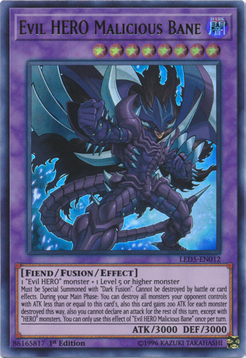 Evil HERO Malicious Bane [LED5-EN012] Ultra Rare